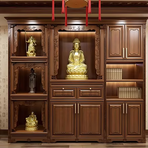 New Chinese-style Zen Buddhist Shine Solid Wood Buddhist Shine Chinese-style Buddha Hall Metal Buddha Statues Buddha Statues God Statues Table Fragrant Case 3d model