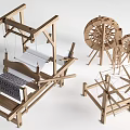 Wooden Garden Decorative Ornaments With Traditional Loom And Spinning Wheel Structures