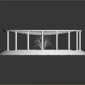Garden Landscape Circular Structure With Columns Latticed Roof Small Tree And Stepped Base Design