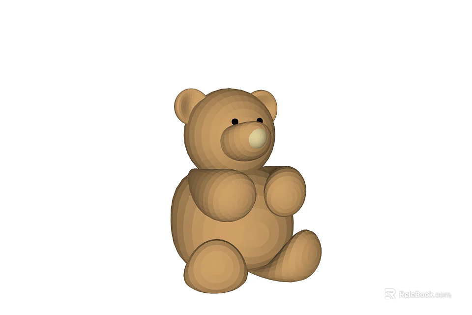 Brown Plush Teddy Bear Doll Sitting in Cute Posture for Kids Playtime 3d model 