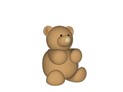 Brown Plush Teddy Bear Doll Sitting in Cute Posture for Kids Playtime 3d model