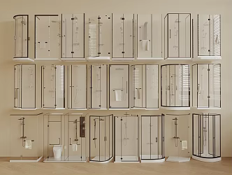 Shower Room Shower Partition Curved Shower Room Dry and Wet Separated Shower 3d model