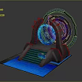 Advanced Sci-Fi Equipment With Circular Structure Blue Spiral Core Illuminated Steps And Glowing Platform 3d model