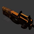 Game Movie Character Decorative Gun With Golden Brown Patterns And Animal Head Design