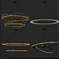 Modern Ring Shaped Chandeliers with Metal Frame and Illuminated Design for Interior Decoration