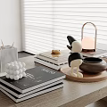 Modern table ornaments books pen container table lamp crafts 3d model