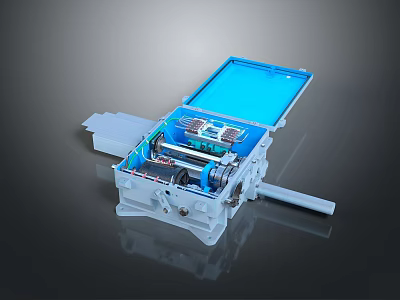 Lighting Combination With Blue Panel White Base And Internal Mechanical Components 3d model