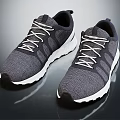Lace Up Navy Blue And White Athletic Shoes With Mesh Upper And White Sole