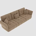 Modern Multi Seat Beige Upholstered Sofa With Soft Cushions And Armrests 3d model