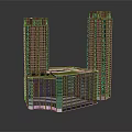 Modern Commercial Complex With Twin Towers Podium Building And Green Roof Design