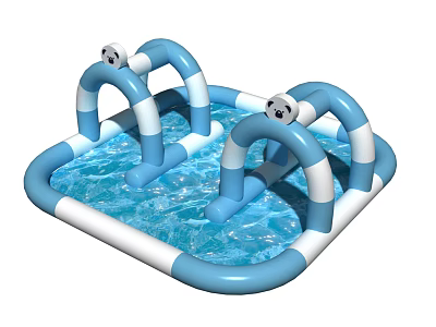 Outdoor Garden Ornament Inflatable Pool With Blue White Arch Structures And Soccer Decor 3d model