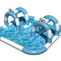 Outdoor Garden Ornament Inflatable Pool With Blue White Arch Structures And Soccer Decor