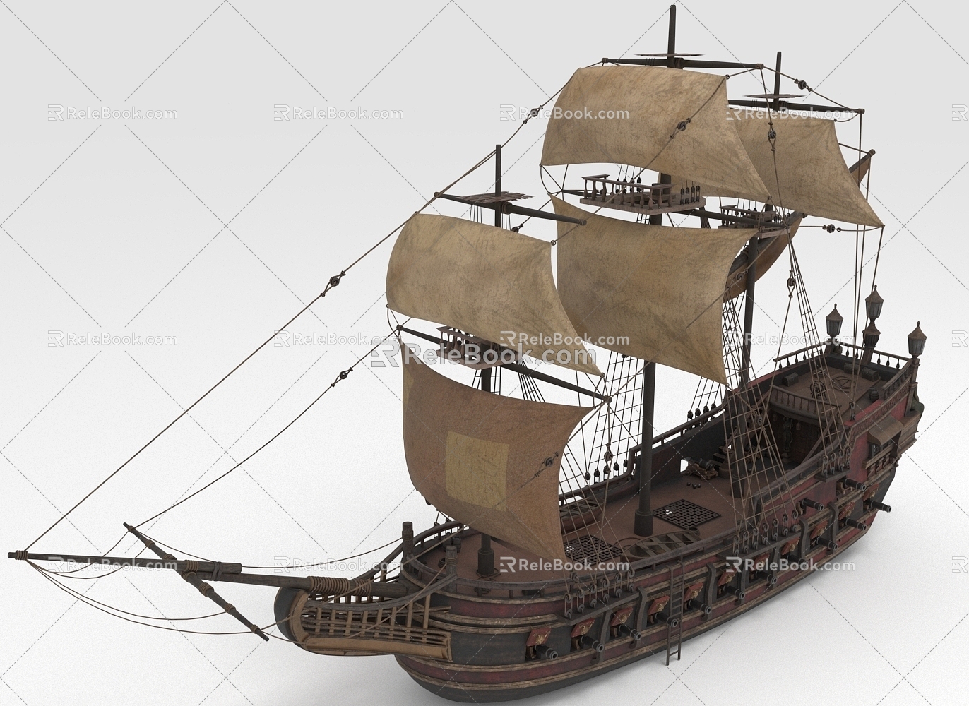 Sailing large ships pirate ships 3d model