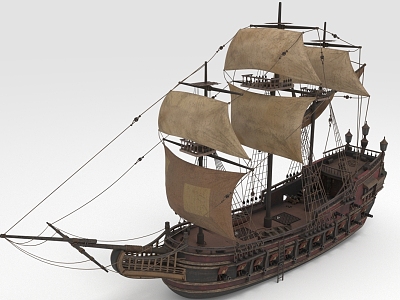 Sailing large ships pirate ships 3d model