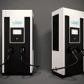 Commercial EV Charging Stations with White Black Design Digital Screens and Charging Ports