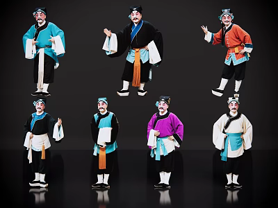 2D Peking Opera Character Sheng Dan Jing Mo Ugly Horn Wen Chou Drama Role Local Drama 3d model