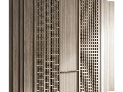Modern Wooden Wall Panel With Grid Pattern And Sleek Contemporary Design 3d model