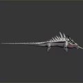 Mythical Fantasy Flying Creature 3D Model With Long Tail Sharp Fangs And Textured Scales