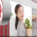 Supermarket Interior With Fresh Fruit Vegetable Displays Shelves Checkout Counter Bright Lighting And Shopping Cart