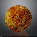 Colorful Red Yellow Textured Sphere On Dark Background With Glossy Reflection