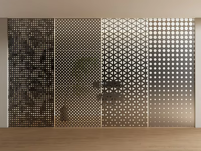 Modern Metal Partition Screens With Diverse Perforated Patterns For Interior Design 3d model
