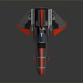 Futuristic 3D Spaceship Model With Gray Body Red Blue Accents And Sleek Design
