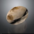 Oval Shaped Wood And Stone Decorative Piece In Beige With Brown Spots
