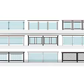 Various Modern Railing Designs Featuring Glass Panels Metal Frames and Wooden Rail Elements 3d model