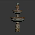 Decorative Garden Ornament Three Tiered Fountain With Terracotta Brown And Green Finish
