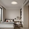 Tatami Bedroom Interior Design With Natural Light Window Desk Chair And Mirror