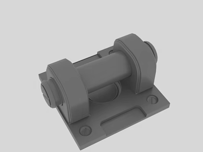 Gray Metal Mechanical Bracket With Base Plate And Bolt Fasteners 3d model
