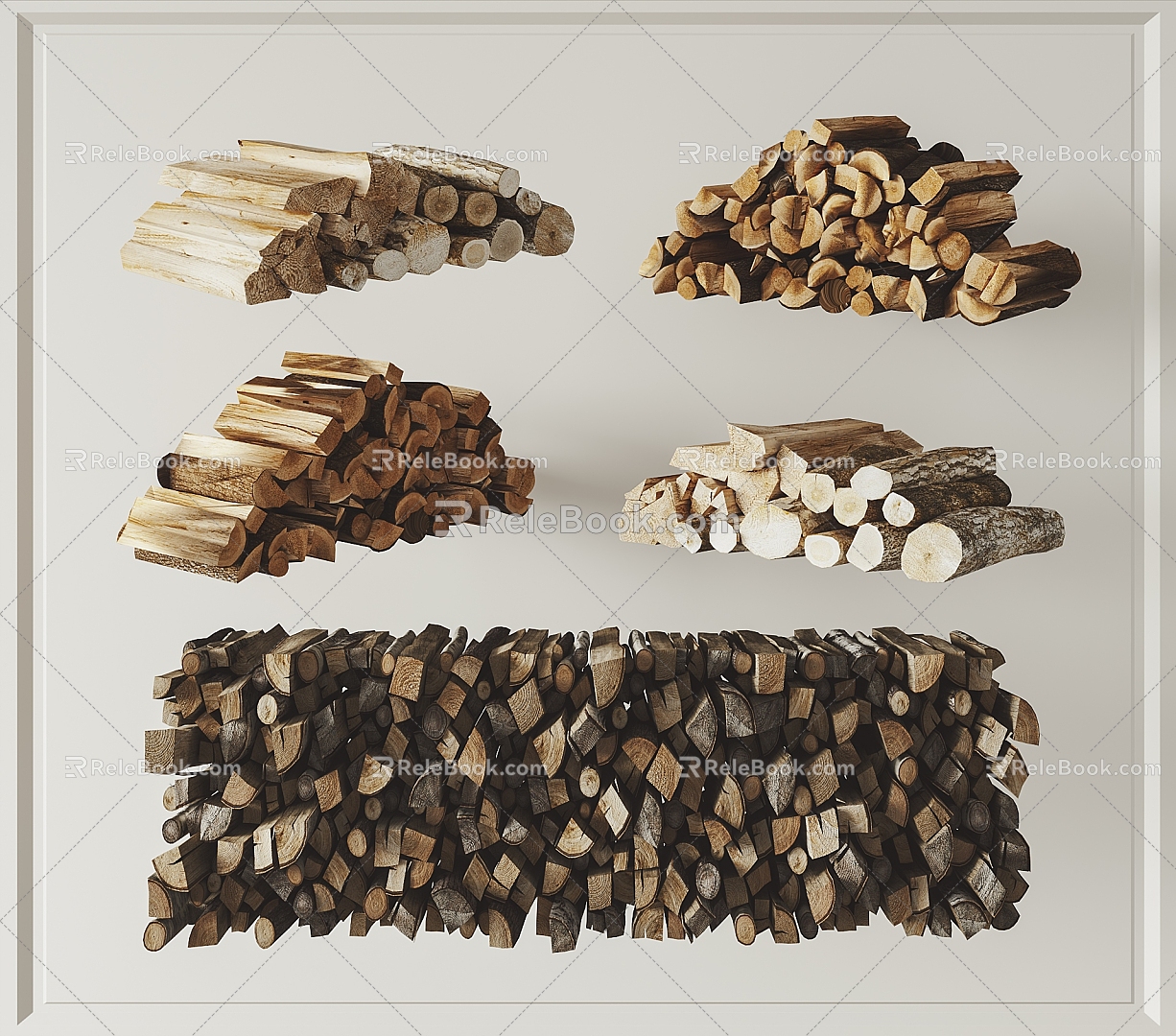 Modern Wood Wood Pile Bonfire Combo 3d model