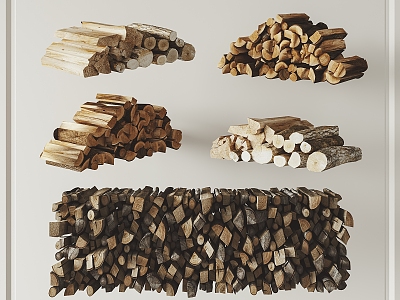 Modern Wood Pile Bonfire Combo 3d model