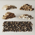 Modern Wood Wood Pile Bonfire Combo 3d model