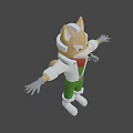 Cartoon Game Character With White Coat Green Pants And Outstretched Arms