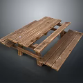 Wooden Picnic Dining Table With Attached Benches Solid Wood Simple Design For Outdoor Use