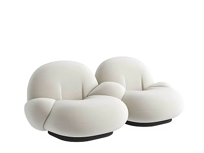 Comfortable Modern White Two Seater Sofa With Rounded Design And Black Base 3d model