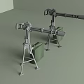 Military Machine Guns Mounted On Tripods With Green Storage Boxes 3d model
