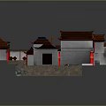 Traditional Chinese Architecture Design With Red Roof White Walls And Courtyard Layout