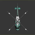 Blue And White Helicopter Model With Rotors And Detailed Exterior Design