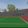 Outdoor Sports Fitness Area With Health Tomorrow Hello Tomorrow Slogan Green Court And Trees