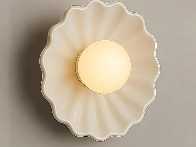 Elegant White Scalloped Wall Lamp With Modern Round Illuminated Center 3d model