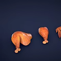 Roasted Chicken Display With Whole Birds And Pieces On Dark Background