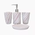 Elegant Bathroom Accessories Featuring Swirl Design Marble Pattern Soap Dispenser Cups And Soap Dish