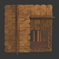 Wooden Two Tiered Birdhouse With Tile Roof Small Fence And Rustic Design