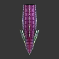 Purple and Green Fantasy Creature with Spikes Sharp Teeth Glowing Green Eyes