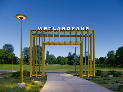 Modern Gate Scenic Area Forest Park Entrance Gate Corridor Pavilion Building Beautiful Countryside Community Park Pavilion Building Landscape Lights Garden Lights 3d model