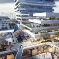 Aerial Planning of Modern Urban Architecture With High Rise Structures and Green Spaces