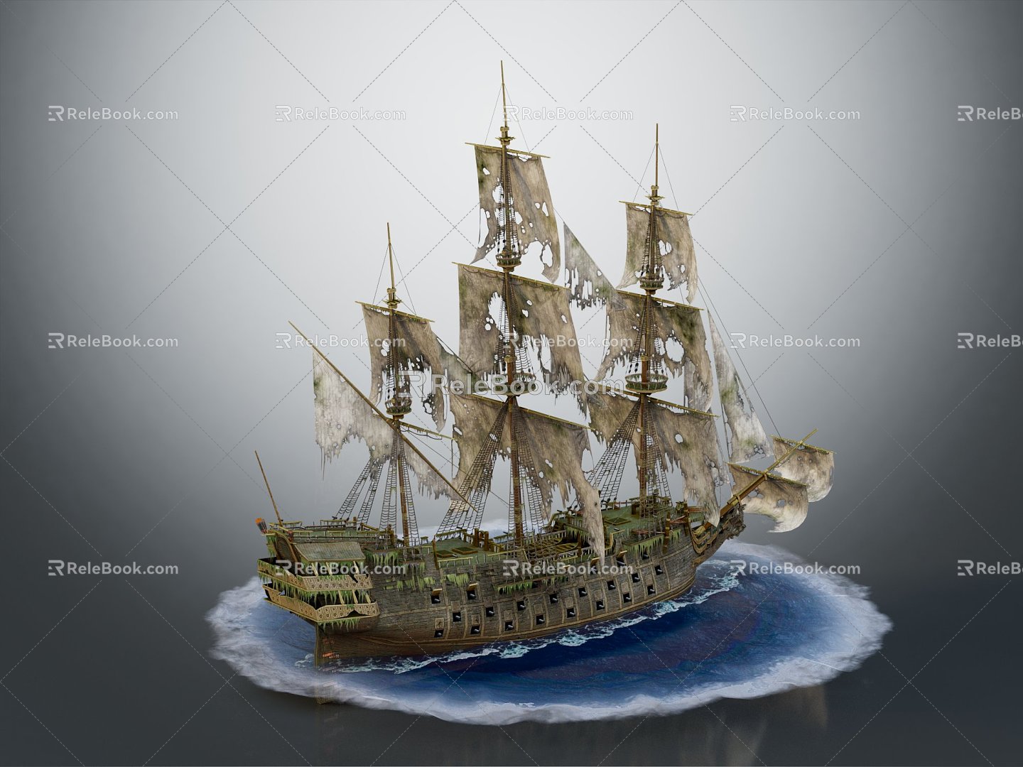 Modern sailing ship armored ship cartoon ship 3d model