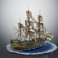 Modern sailing ship armored ship cartoon ship 3d model